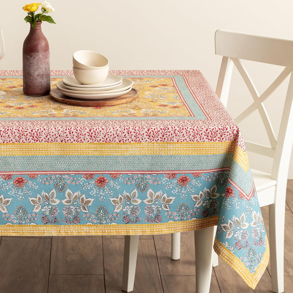 Table Cloth Square Table 100% Cotton 60 x 60 Inches Tablecloth Reusable Decorative for Dining Kitche