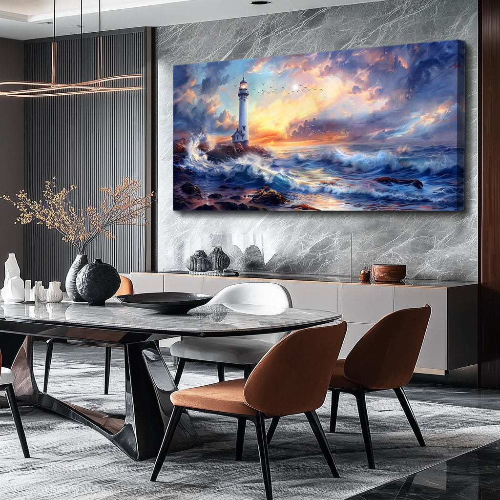 Seaside Lighthouse Scenery painting Canvas Wall Art 20"X40"