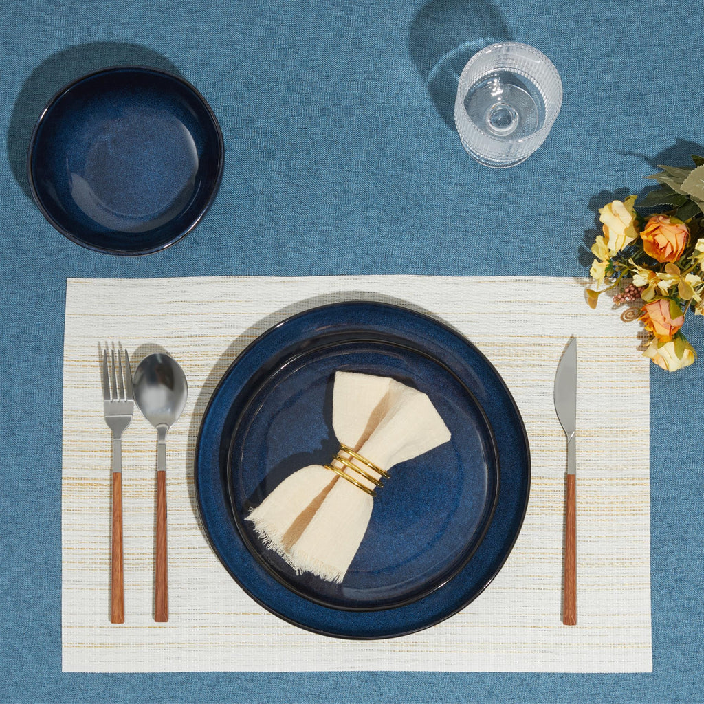 Stoneware Dinnerware Sets for 6, 18Pcs Ceramic Plates and Bowls Sets
