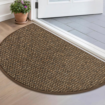 Dirt Trapper Door Mat 17" x 30" Half Circle Non Slip Rugs, Brown