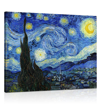 Van Gogh Canvas Wall Art: Starry Night Landscape Painting Picture Reproduction Room Decor - Famous Art Prints Extra