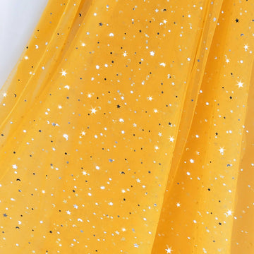 1 Yard Glitter Tulle, Star Moon Sequin, 54" Wide Gold