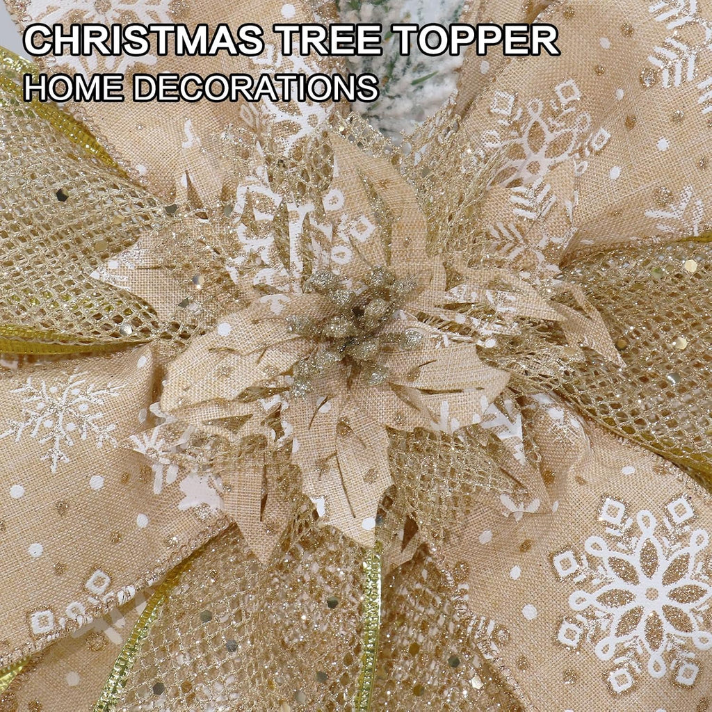 Gold Large Christmas Tree Bow Topper Decorations Indoor