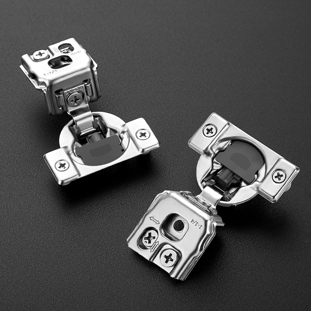 2 Pack 1 Pairs 1-1/4 inch Overlay Soft Close Hinges Hinges Satin Nickel Hidden Hinges Stainless Steel Concealed Hinge
