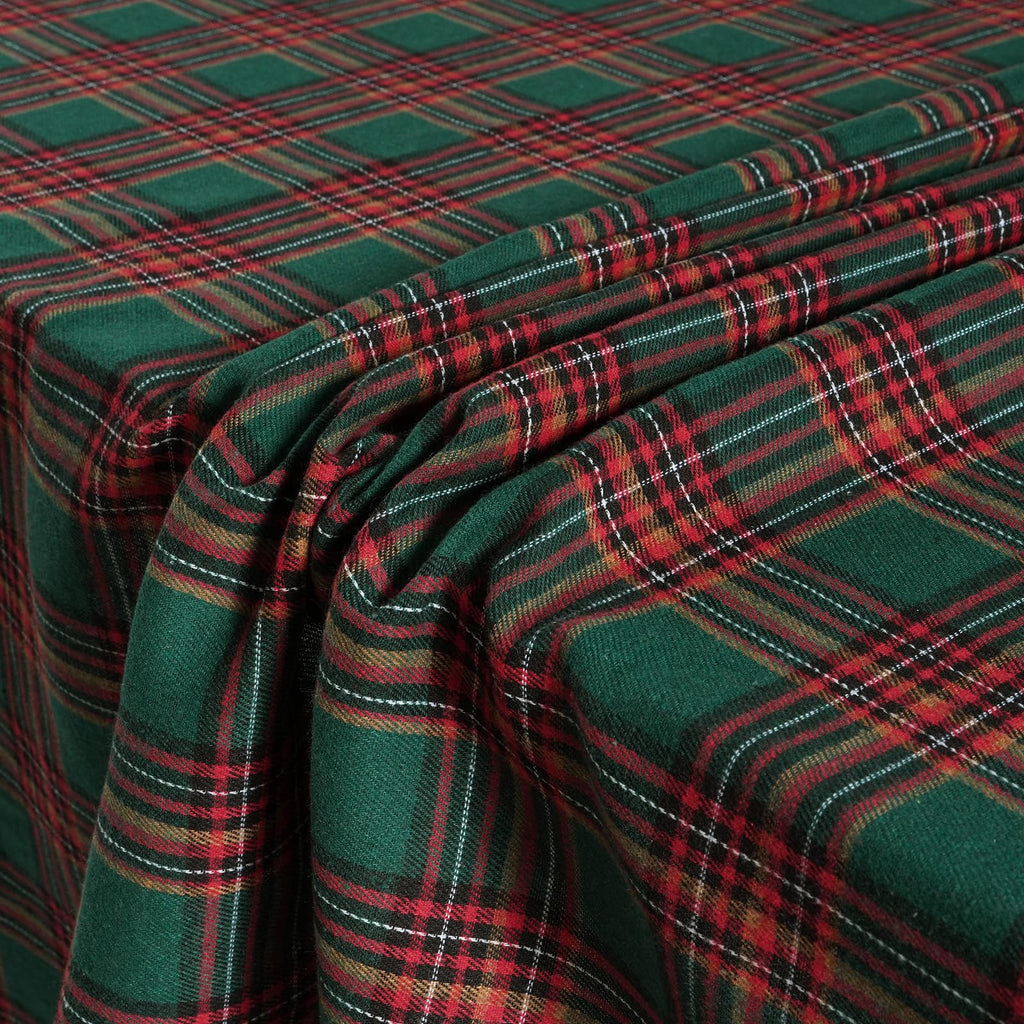 Christmas Tartan Plaid Rectangle Tablecloth for 6 Foot Rectangle Tables, 55 X 84 Holiday Red Forest Green Vintage