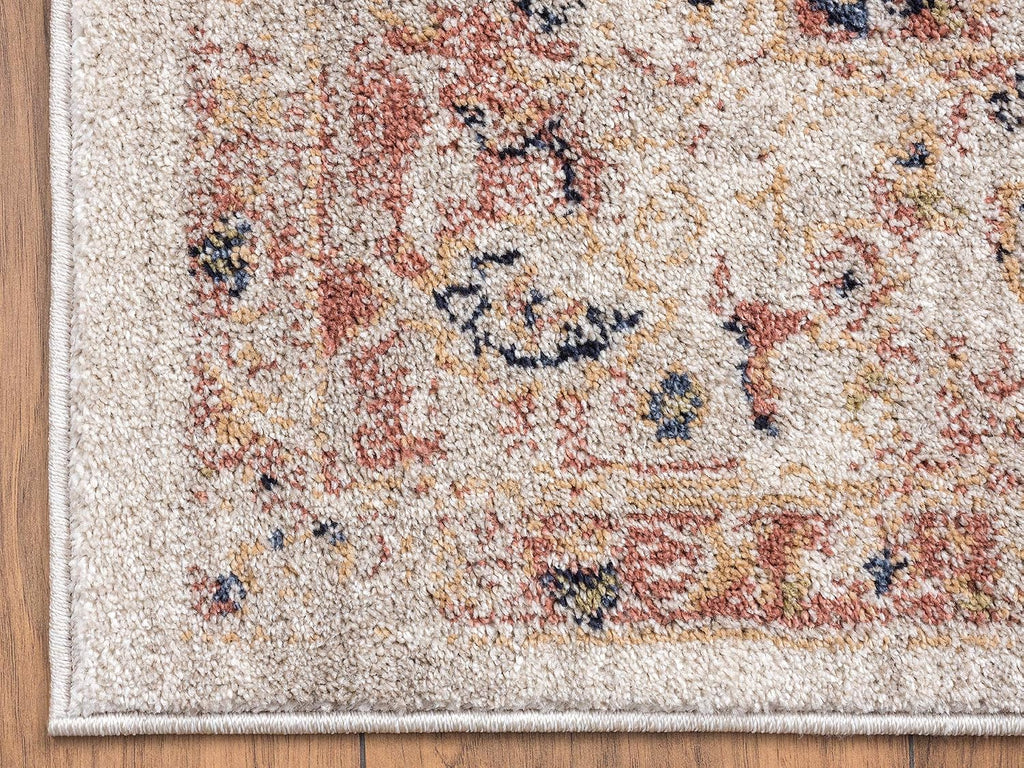 Traditional Cream & Beige Vintage 5'3" X 7'6" Area Rug, Babylon Collection - Oriental Medallion Distressed Rug, Rugs