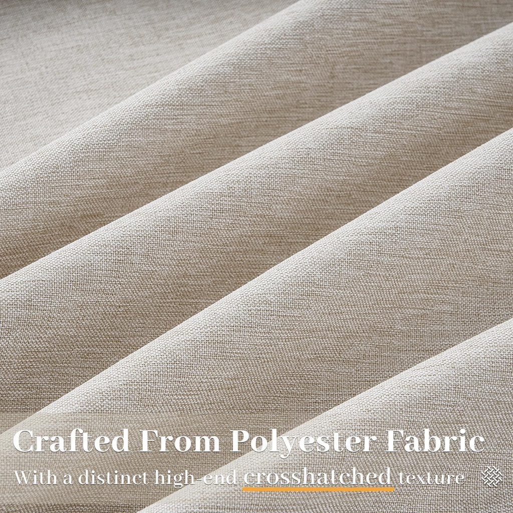 Oatmeal Pinch Pleated Linen Curtains 84 Inch 2 Panels Living Room