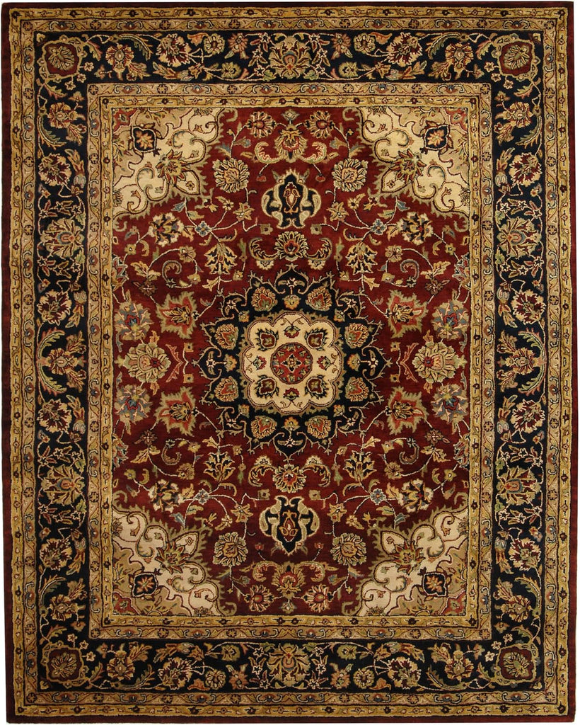Classic 9' x 12' Burgundy / Navy Handmade Traditional Oriental Premium Wool Area Rug