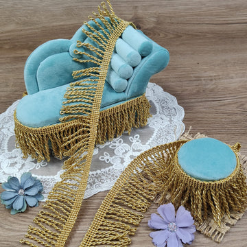 4.5cm/1.8inch Wide,Golden Sewing Fringe Trim,Fringe Tassel for Skirt Wedding Dress Lamp Shade - 10 Yards