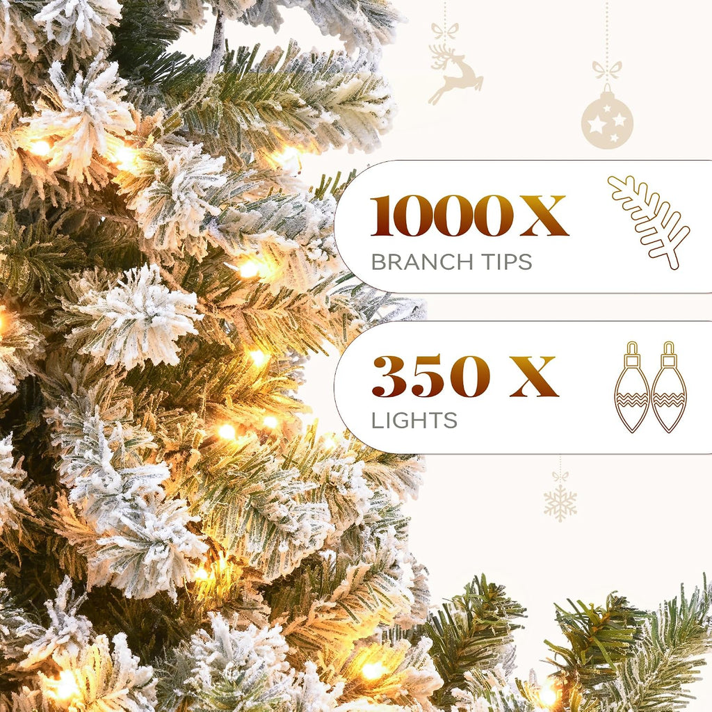 Snow Flocked Pencil Christmas Tree with Lights