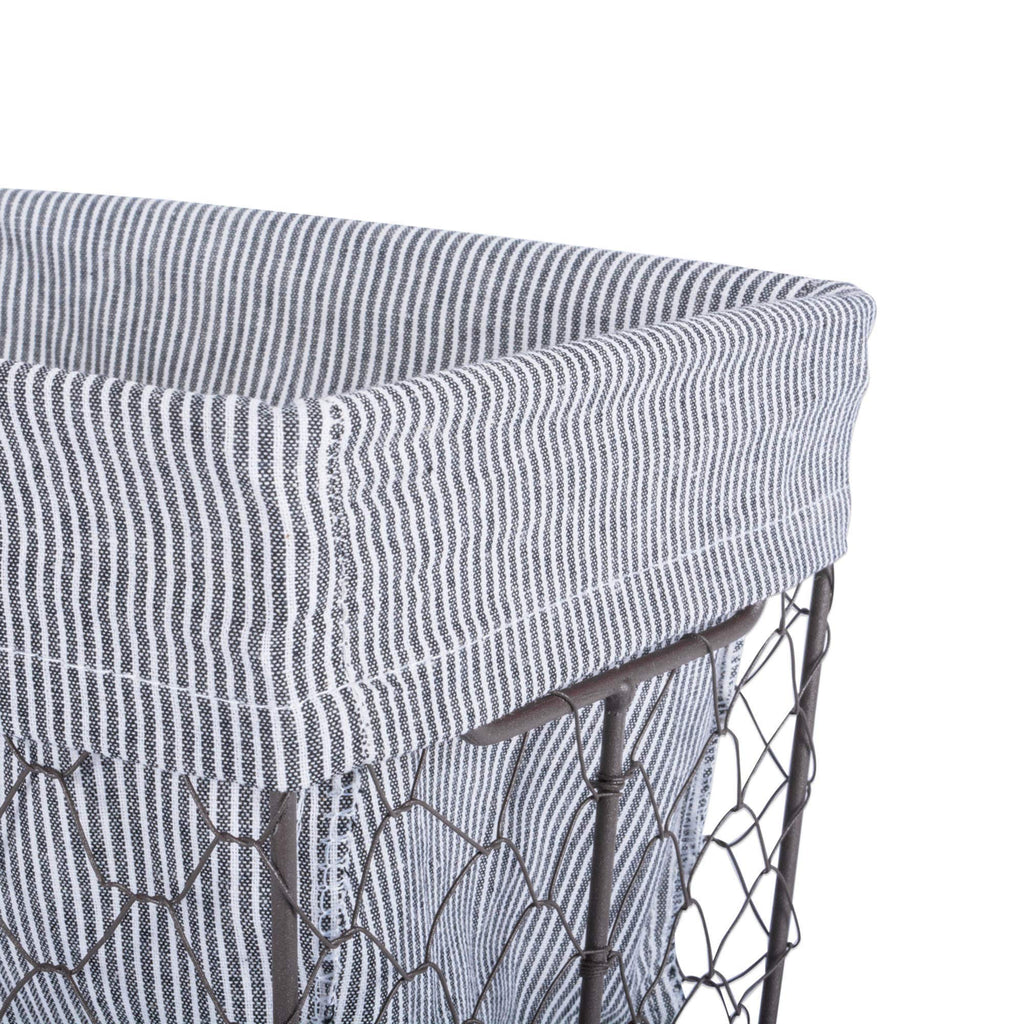 Farmhouse Chicken Wire Storage Baskets with Liner, Set of 5, Rustic Ticking Stripe, Assorted Sizes