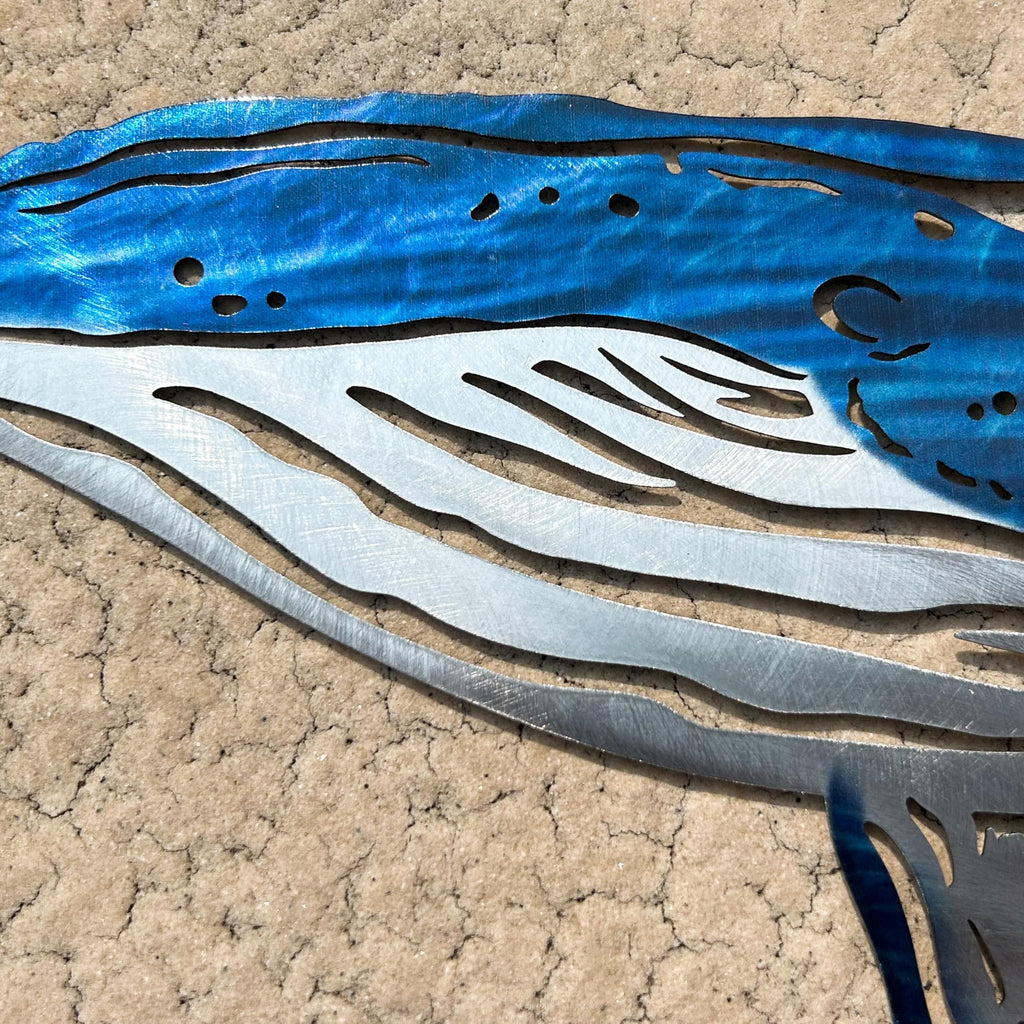 Coastal Wall Art Whale Metal Wall Sculptures, Ocean Beach Themed Metal Hanging Home Decoration 3PCS 16.2"x12.1"