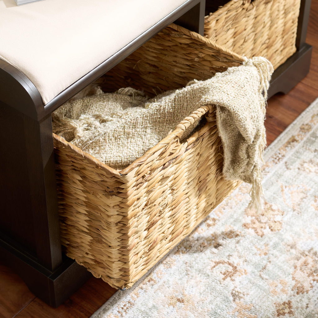 Freddy Wood Storage Bench, 33" Farmhouse Dark Chocolate
