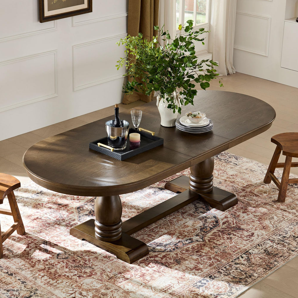 94.06'' White Oak Extendable Oval Table, Great (Oak, 94.06'' Dining Table only)
