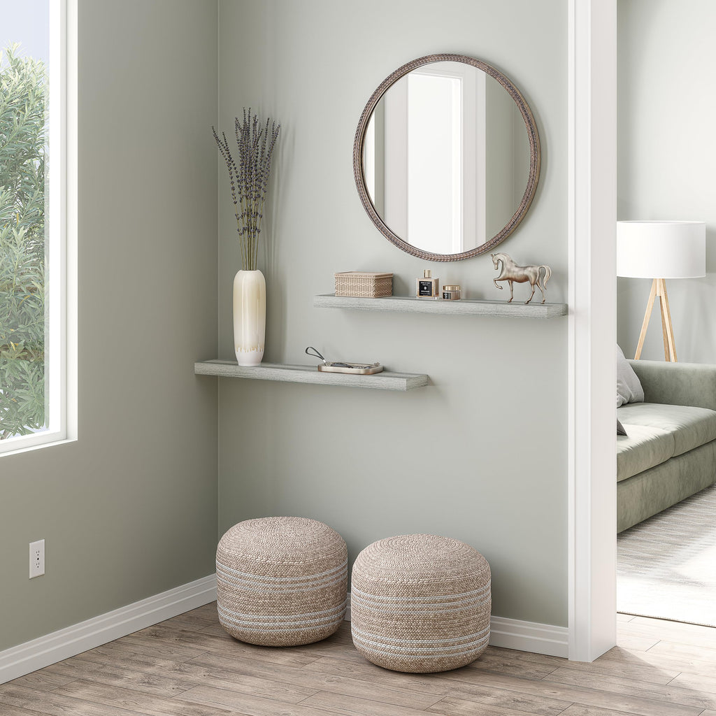 Floating Shelves, 36" Wood Wall Shelf Set of 2, with Invisible Brackets, 6" Deep, Rustic Gray
