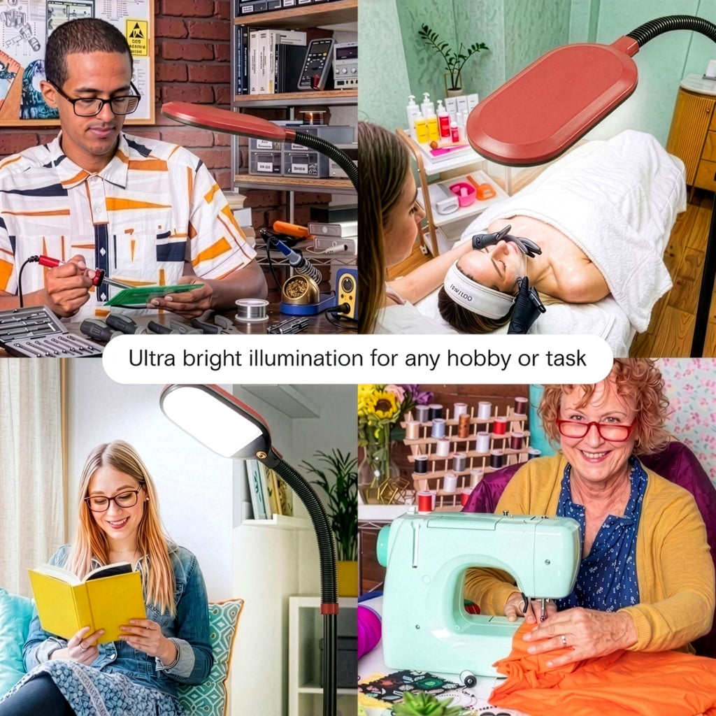 Litespan - Bright LED Floor Reading Lamp for Over Chair Crafts and Reading, Estheticians' Light for Lash Extensions