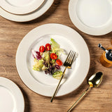 Ceramic Dinnerware Sets,12 pcs Embossed Elegant Stoneware Plates and Bowls Sets
