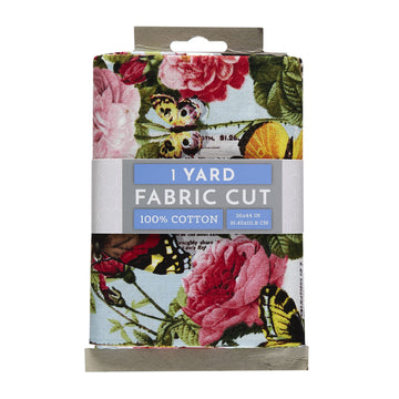 Butterfly & Roses Cotton 1 Yard Cut Pink