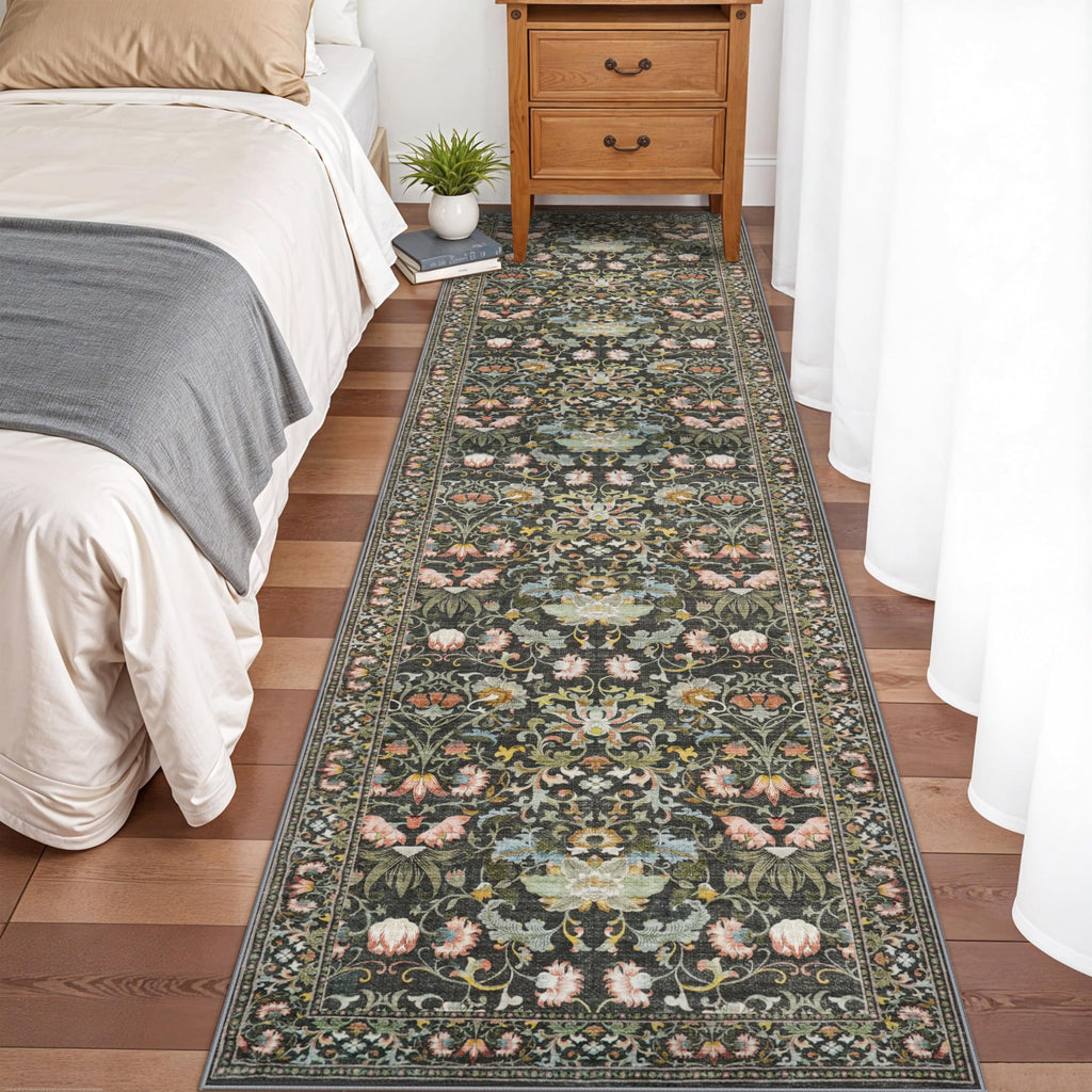 Washable 2x8 Hallway Runner Rug: Vintage Water-Resistant Kitchen Entryway Rug Ultra Soft Living Room Bedroom Carpet