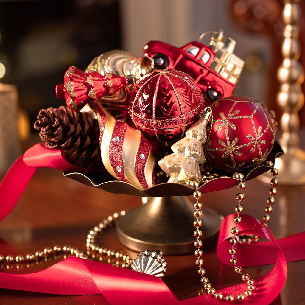 Christmas Ball Ornaments, 60ct Red and Gold Shatterproof Christmas Tree Decorations Set&Lighted Christmas Angel Tree