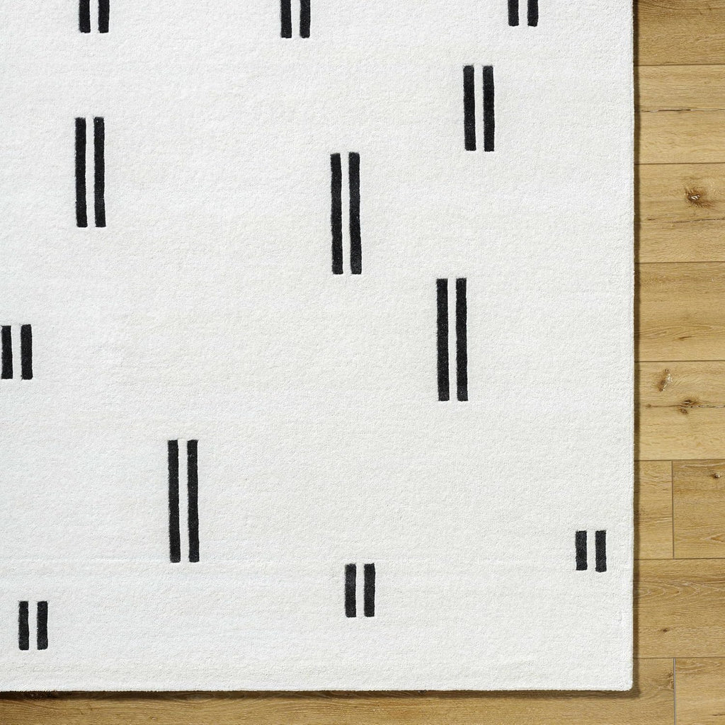 Yitta Wool Living Room, Bedroom Area Rug - Abstract Striped Geometric - Contemporary Modern Minimalist Scandinavian