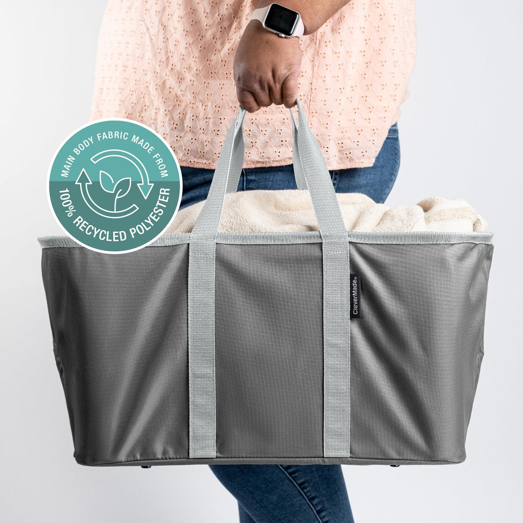 Collapsible Laundry Baskets, 50L Tote 2 Pack, Charcoal