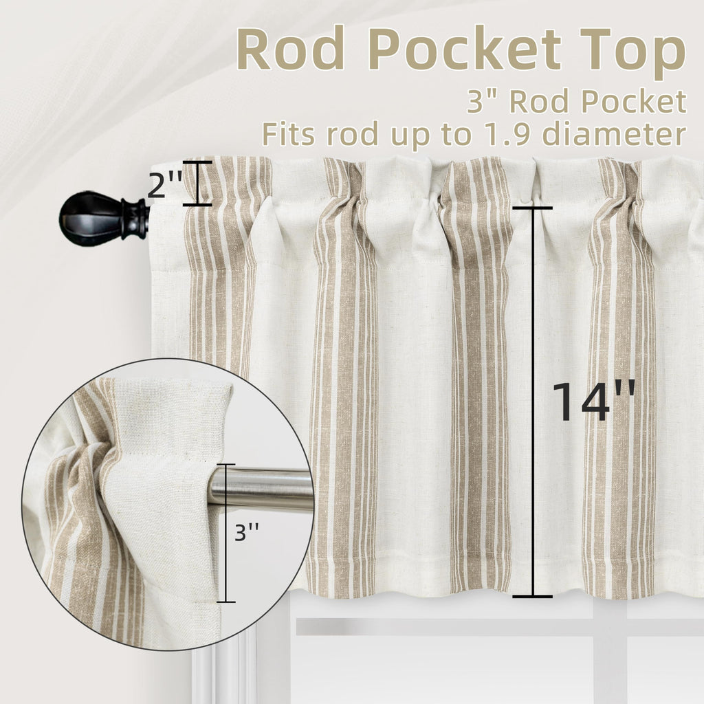 Chris Linen Lined Valance 2 Layer Thermal Insulated Room Darkening Blackout Window Valances 3 Inch Rod Pocket