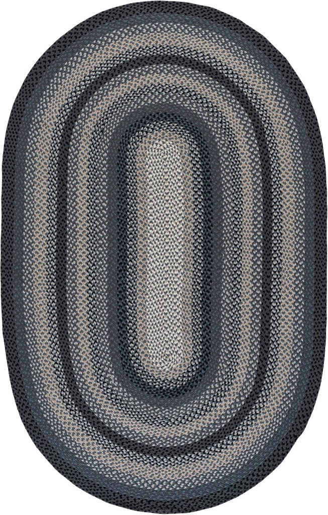 Braided Oval Rug, Dark Grey & Blue BRD651H