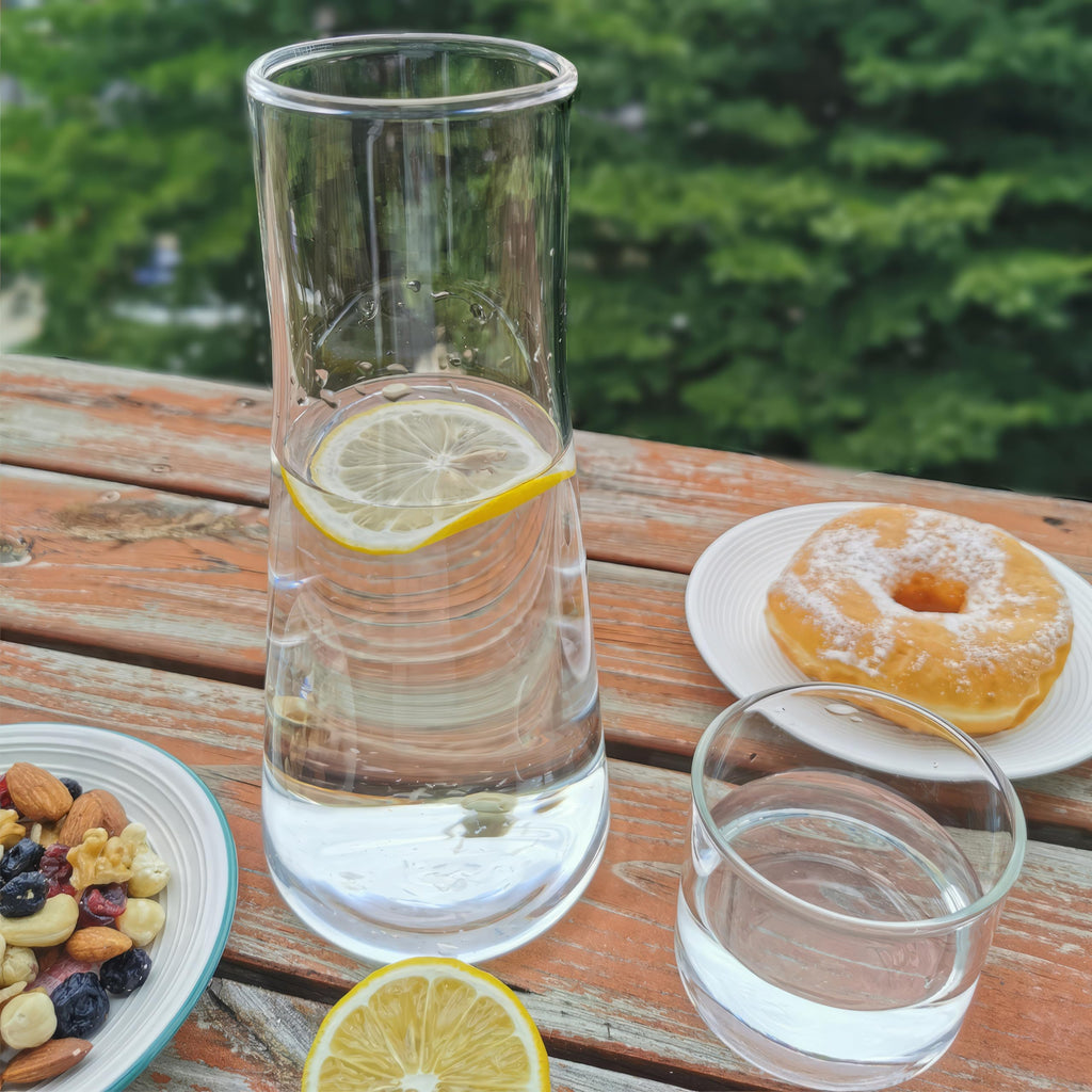 30 oz/850ml Bedside Water Carafe and Glass Set with Cup, Clear