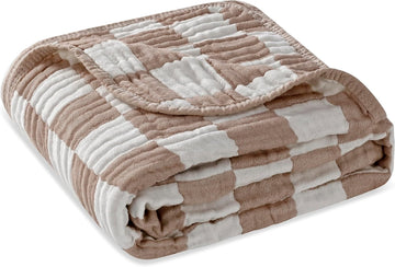 Ultra Soft Muslin Baby Blanket,A Versatile Swaddle and Bed Blanket for Babies, Toddlers, Boys, and Girls (1 Coffee