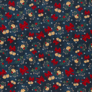 Deck The Halls Cotton Fabric, Jingle Bells Dresden