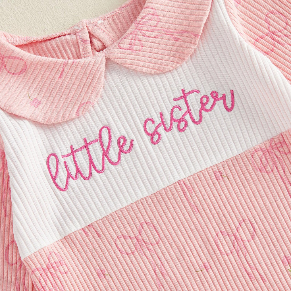 Newborn Baby Outfits Little Sister Romper Cute Onesie Jumpsuit Going Coming Home Outfit Fall Winter Clothes (Ribbed