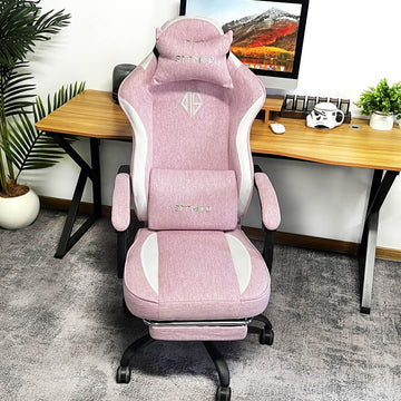 Fabric Gaming Chair, Video Gaming Chairs for Adults, Pink