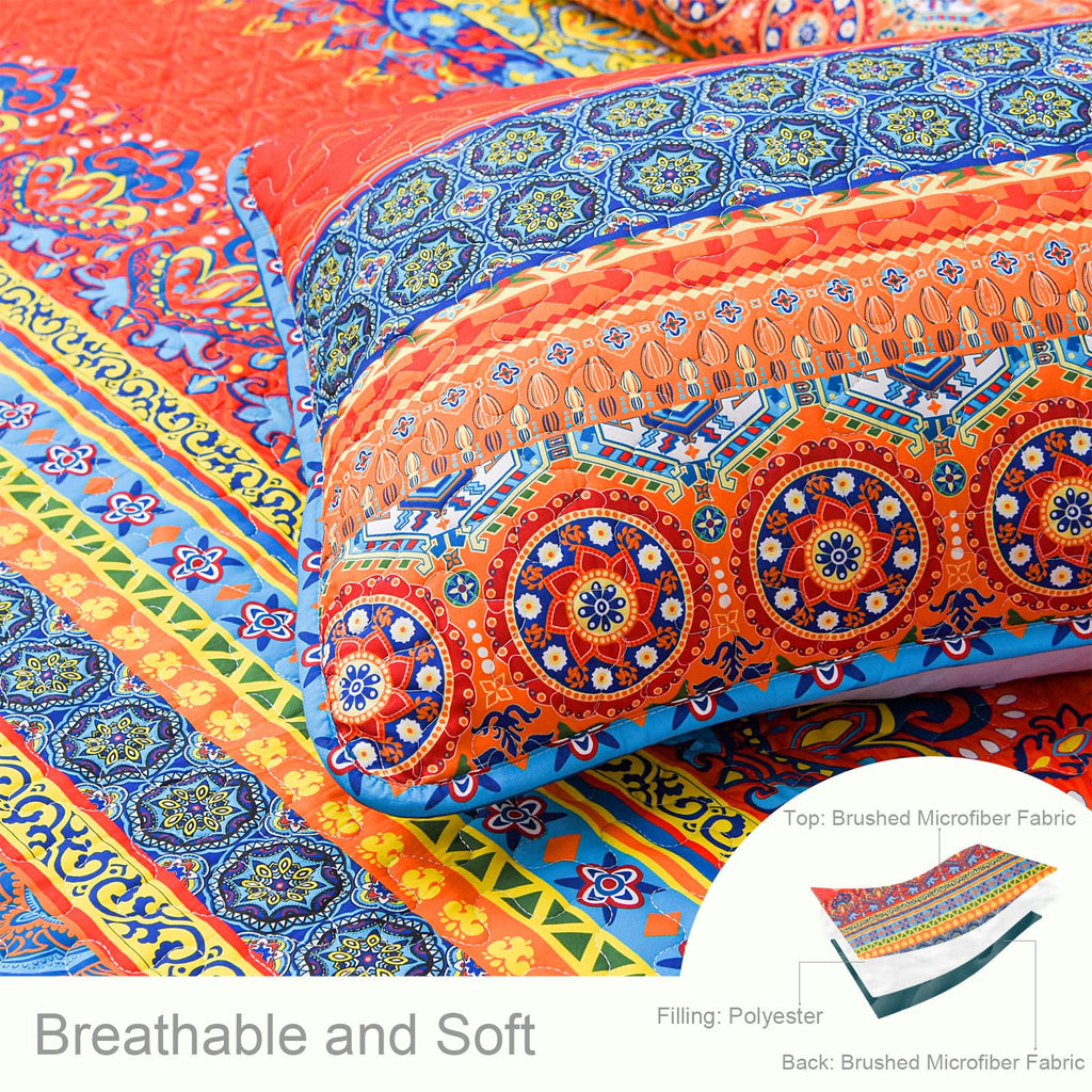 Reversible Boho Quilts Twin Size Blue