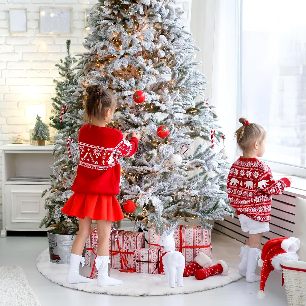 72 Inch White Christmas Tree Skirt,Faux Fur Large Tree Skirt for Christmas Tree Decorations Xmas Party Holiday