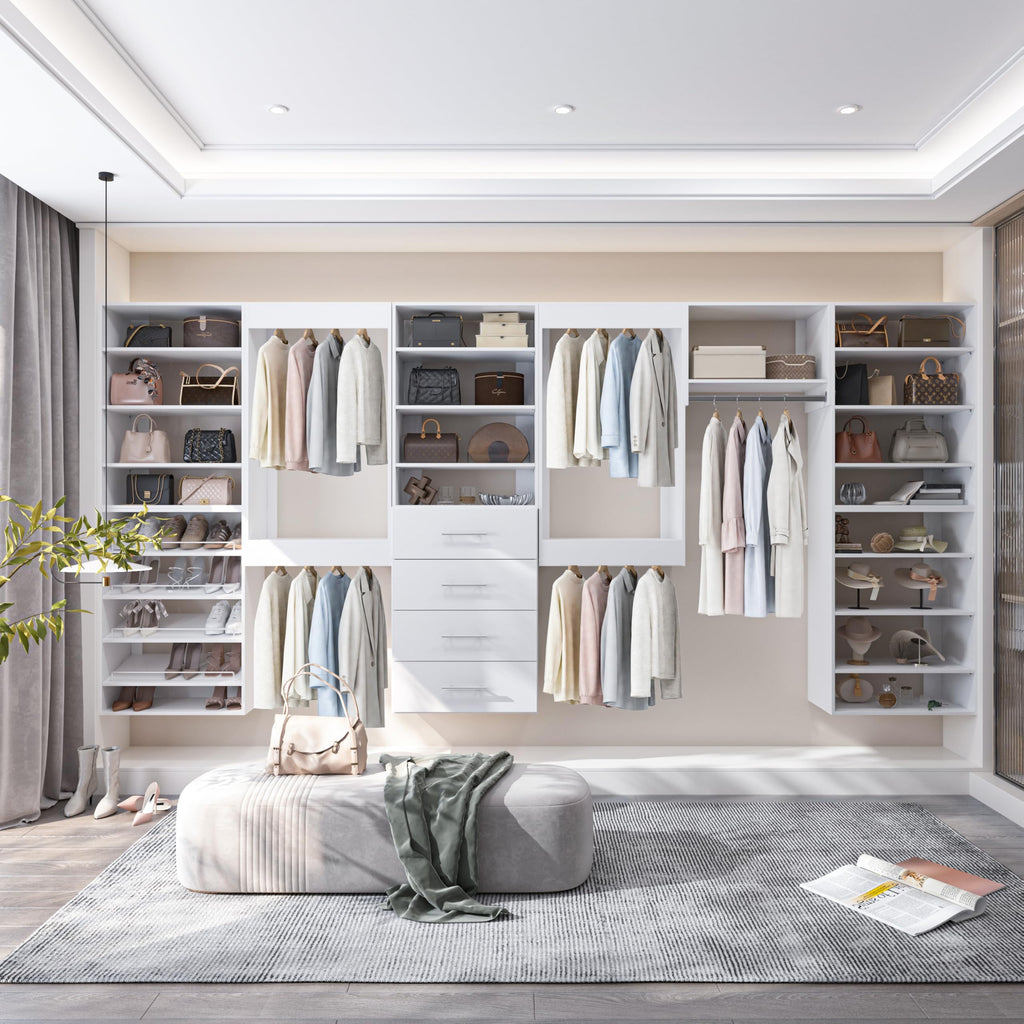 Modular Closet System, 19.5" Wide Wall-Mounted Closet Tower Organizer with Adjustable Shoe Shelves for Walk-In Closet