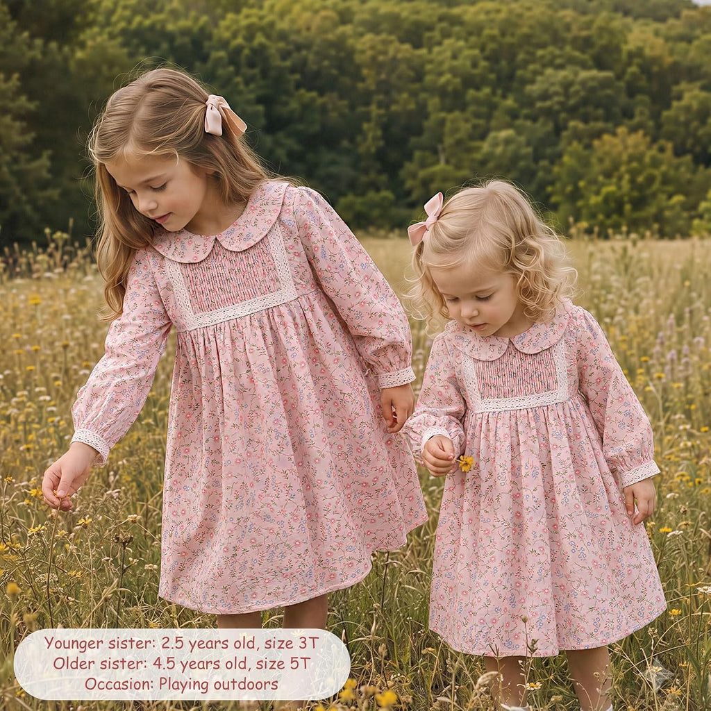 Toddler Floral Dress, Long Sleeve Smocked