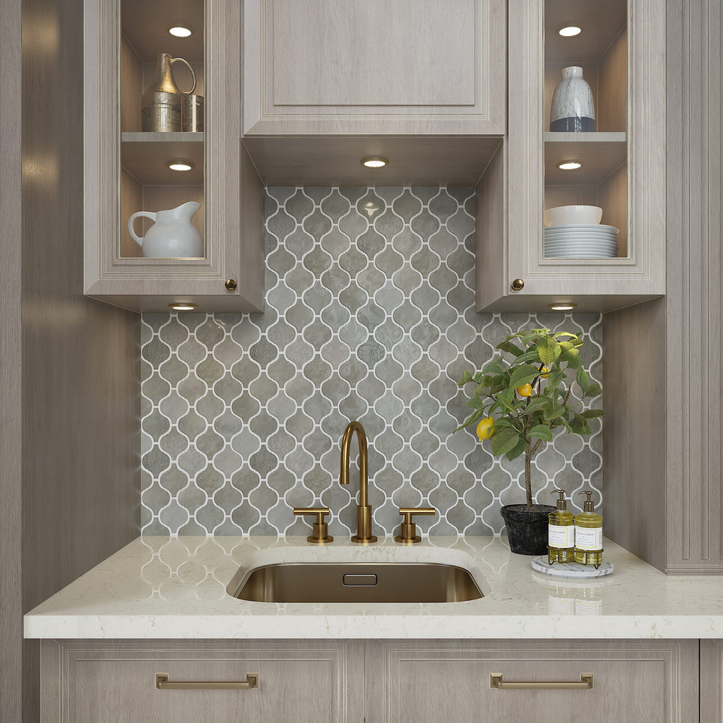 Mesmerist 11" X 12" Ceramic Arabesque Mosaic Tile in Charm Gloss (10 PC Per Carton) (7.4 SQFT Per Carton )