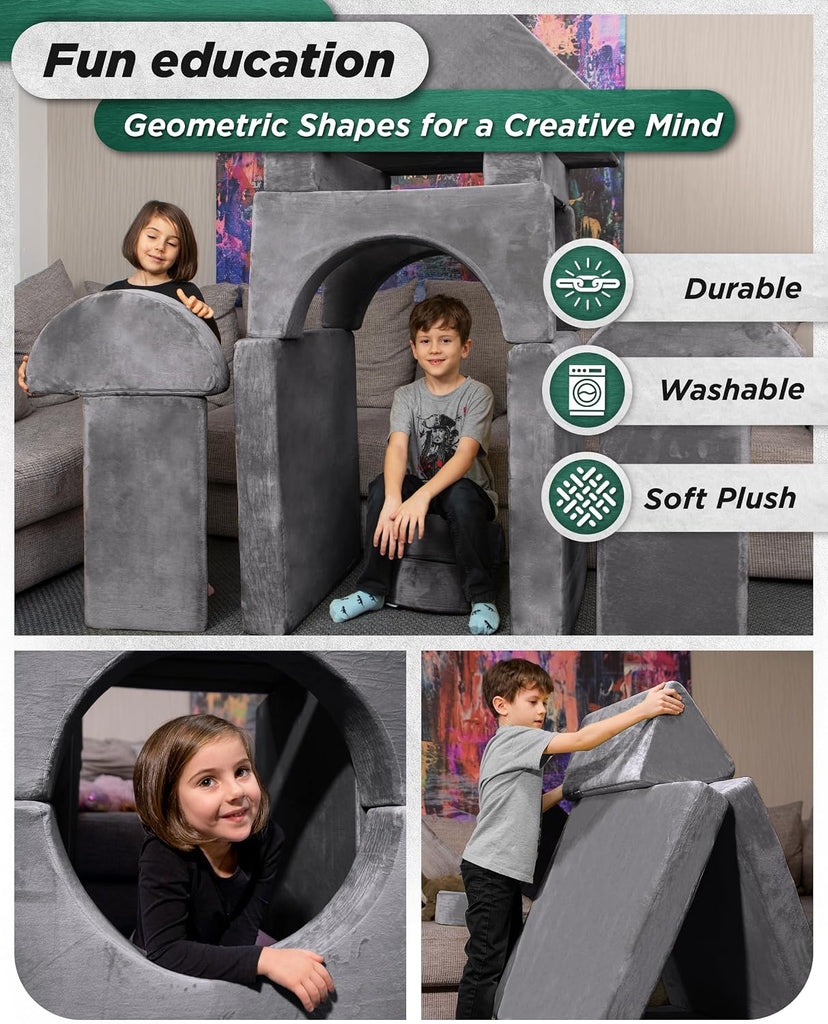 Modular Kids Play Couch, Piece Fort Building & Climbing Foam Set