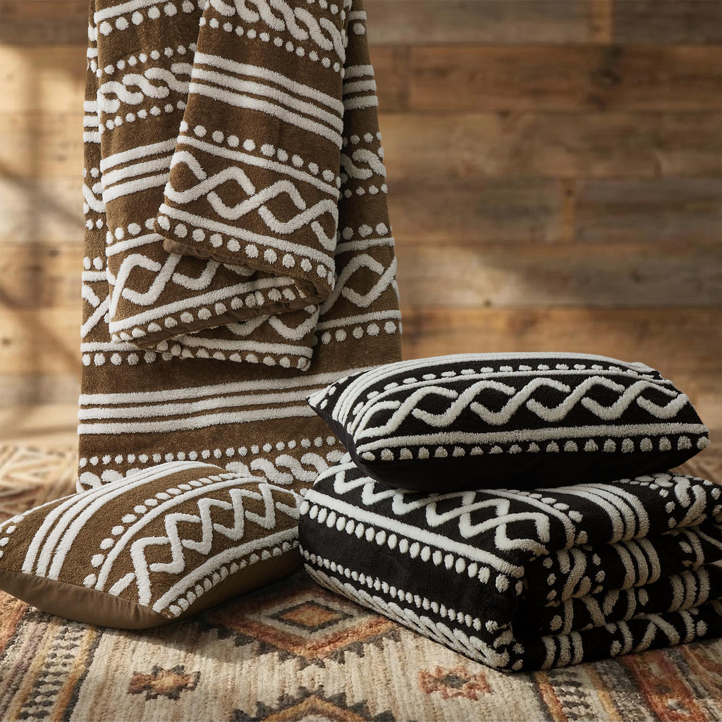 Tufted Boho Comforter, 3 Piece Flannel Fair Isle Geometric Jacquard Lightweight Comforter with Washed Brushed