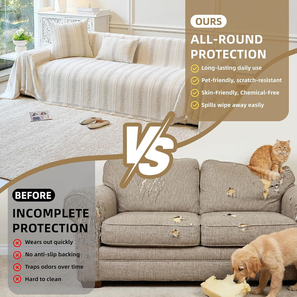 Couch Cover for Dogs Washable Sofa Cover, Sectional Couch Covers, Sofa Covers for 2 Cushion Couch, Non Slip Stripe