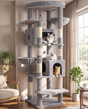 74in Heavy Duty Cat Tree Tower for Indoor Cats Large Adult