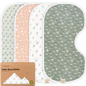 4-Pack Baby Burp Cloths Baby Girl, Boy, Organic Cotton (Fleur)