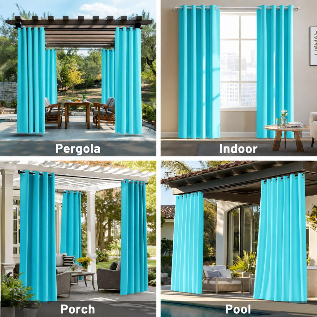 Waterproof Outdoor Curtains, 54"W x 95"L, 4Panels