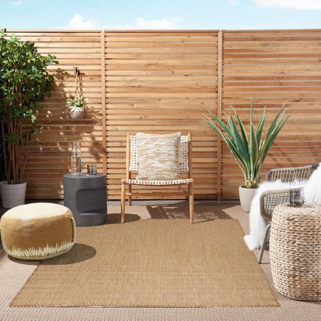 Courtyard Indoor Outdoor Area Rug, Jute, Geometric