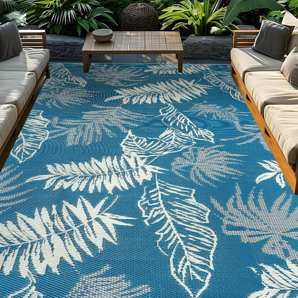 Outdoor Rug Waterproof Reversible Plastic Patio Rug Large Outdoor Carpet Lightweight UV-Resistant Portable