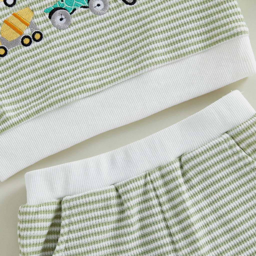 Toddler Baby Boy Fall Clothes Vehicles Sweatshirt Pants Set 2Pcs Outfit