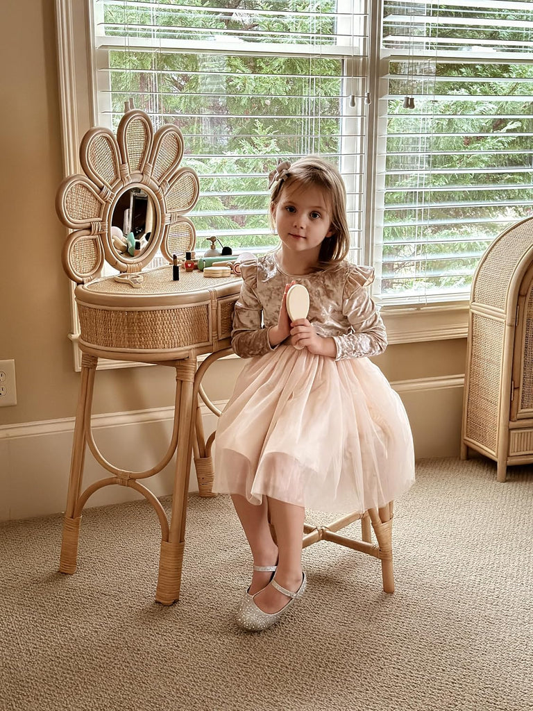 Girl Velvet Tutu Dress Toddler Long Sleeve Tulle Dresses