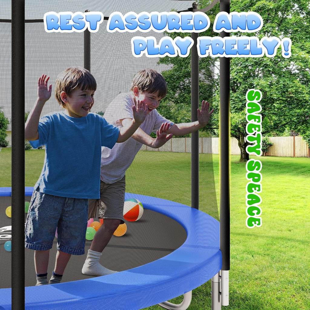 Trampoline 8FT 10FT 12FT 14FT 15FT, Outdoor Trampolines with Enclosure Net, Recreational Anti-Rust Trampolines for