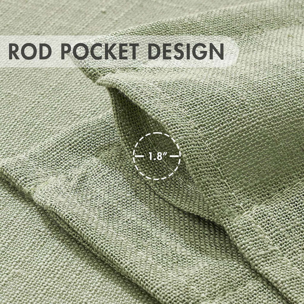 Spring Linen Textured Kitchen Window Curtains over Sink 24 Inch Length Semi Sheer Farmhouse Small Curtains for Cafe